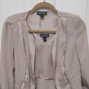 Dana Kay Tan Dress with Elegant Ruffled Trim